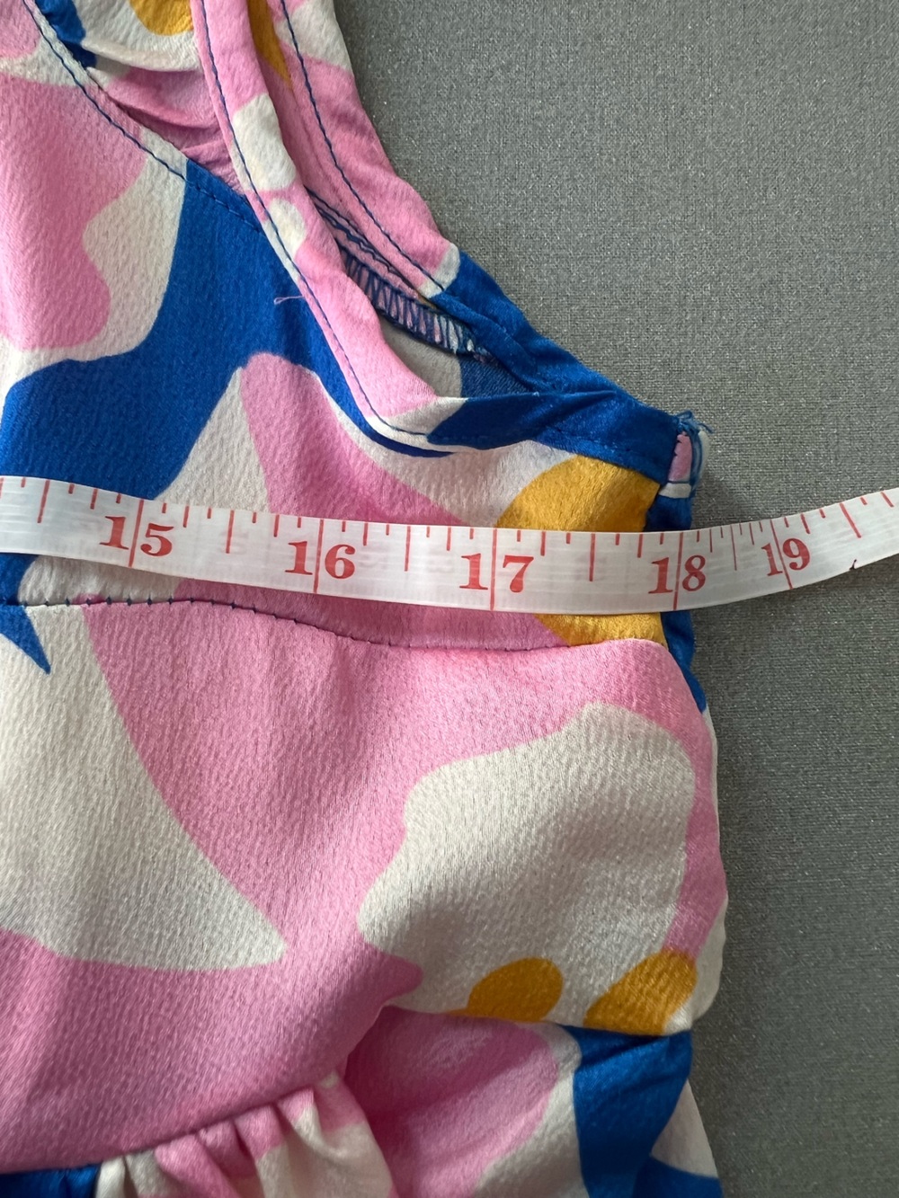 Umgee | Blue Flowy Lightweight Dress with Large Pink and Yellow Print Size S - Picture 16 of 17